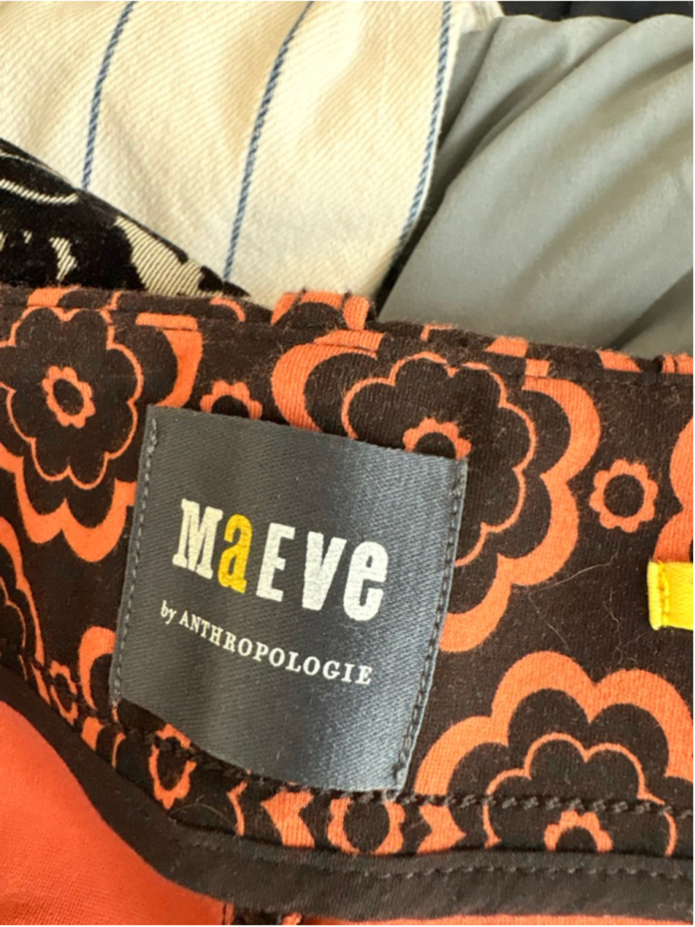 Maeve by Anthropologie retro Black Orange Floral The Colette pants 27 - Picture 3 of 4